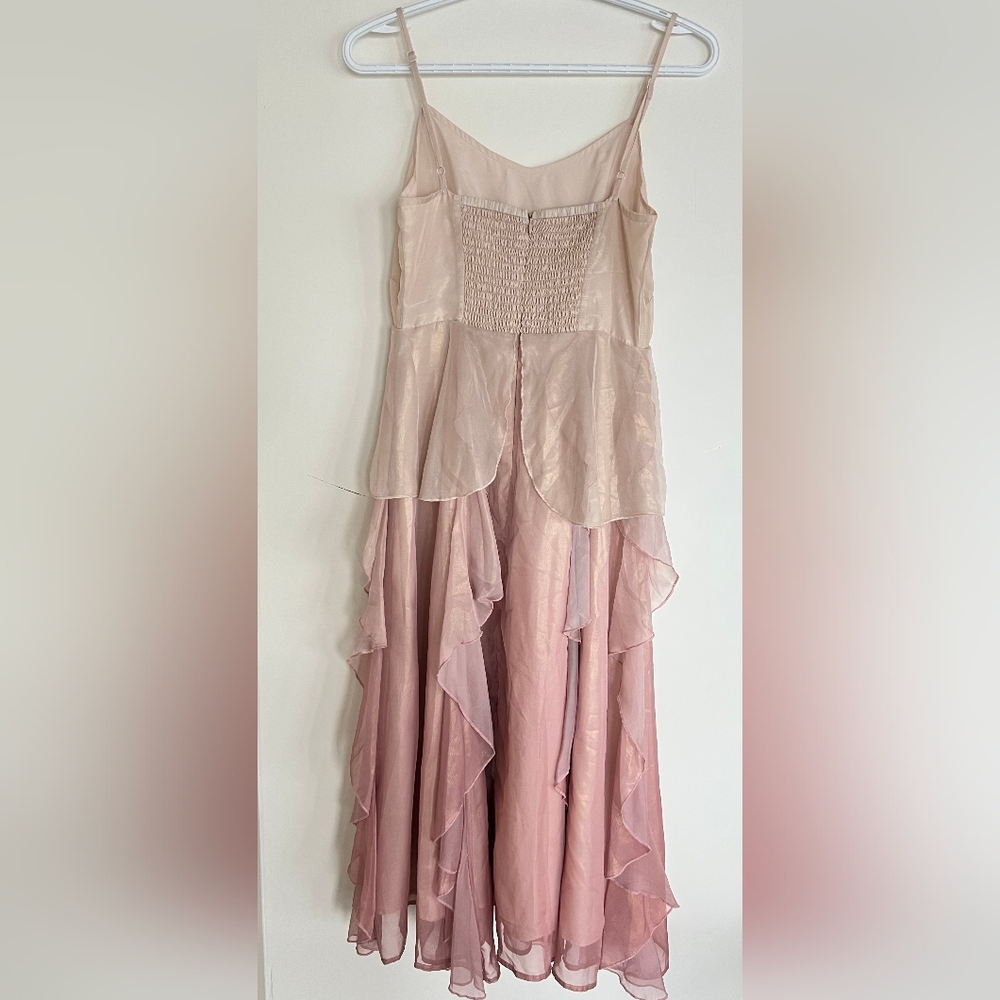 Beautiful Pink Ruffle & Shine Layered Dress